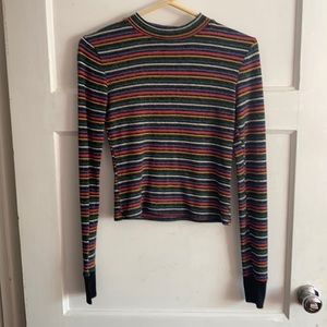 Striped part turtle neck